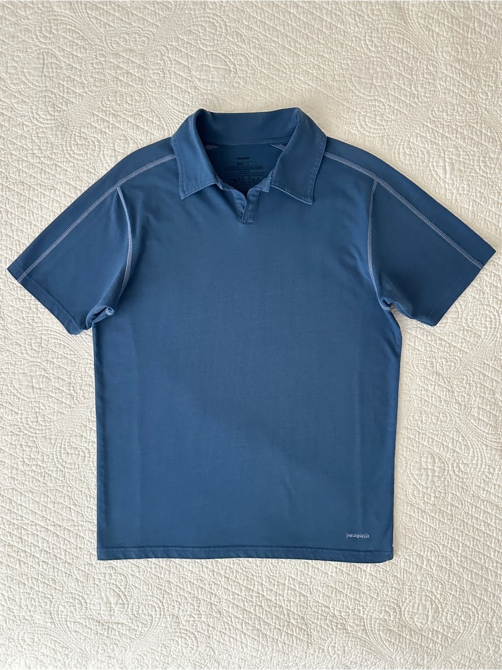 Patagonia Blue Stretch Polo Shirt Men’s Small Short Sleeve 53402